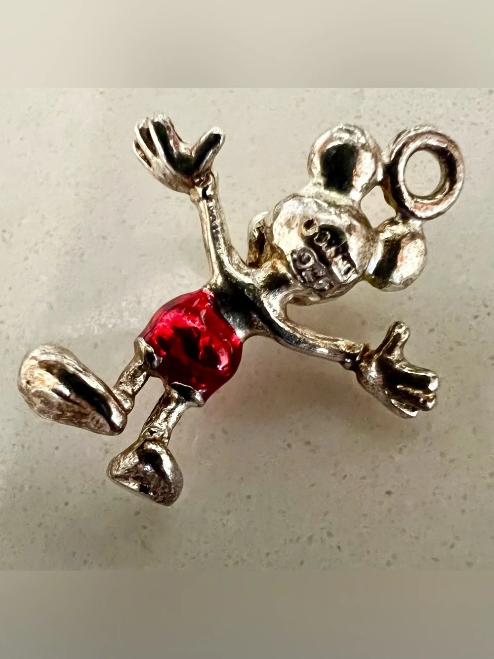 Sterling Silver Disney Mickey Mouse Charm Pendant with Red Shorts